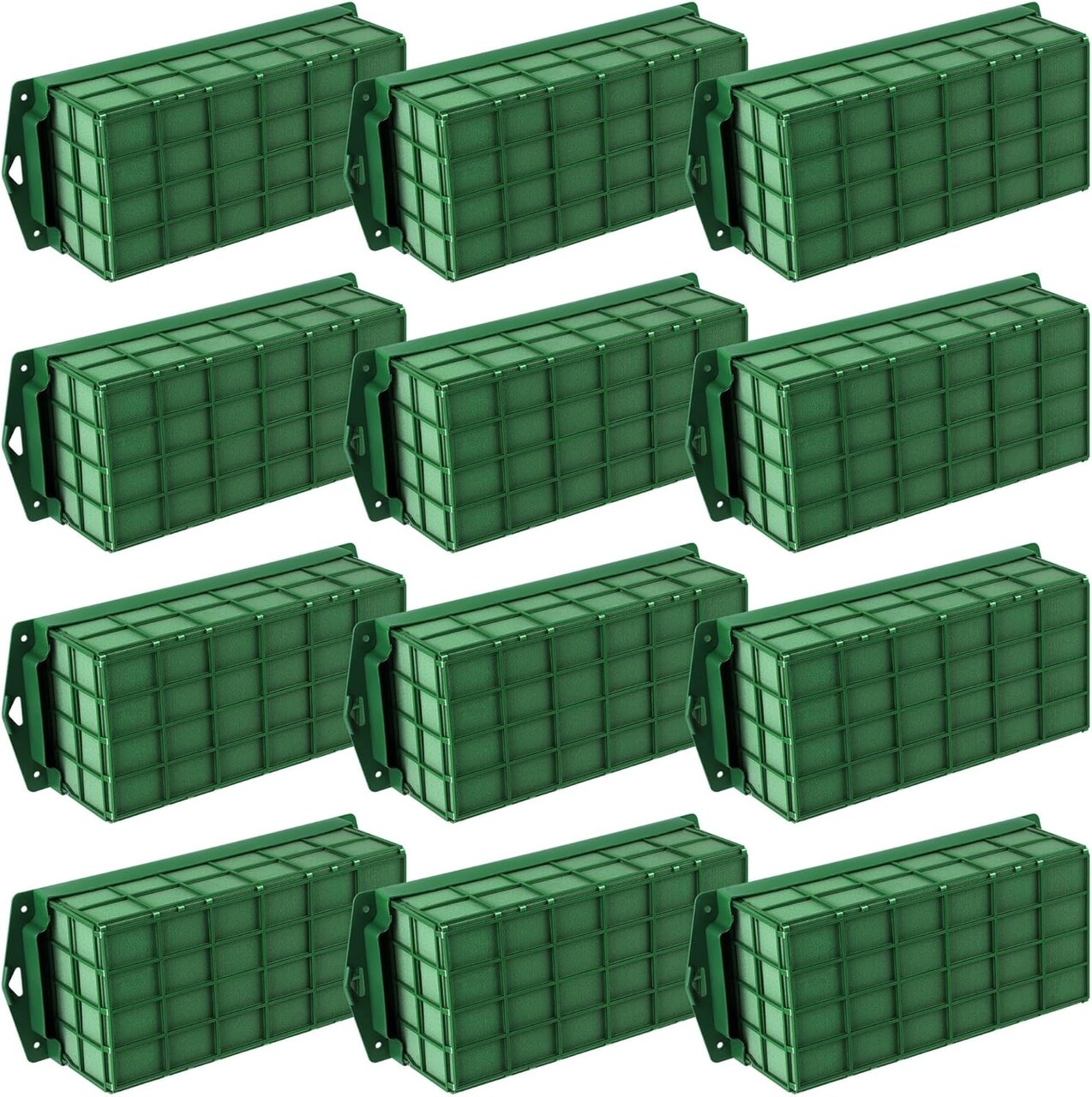 12 Packs Floral Foam Cage Rectangle Flower Cage Holders with Floral Foam Floral Arrangement Supplies for Fresh Flowers, Home Weeding Decorations, 11.8 x 4.3 x 3.1 Inches